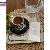 Gümüş Yaldızlı Beyaz Hayat Kahveden Sonra Başlar Peçete 6x12 cm
