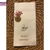 Gold Yaldızlı Beyaz Mühürlü Damat Kahvesi Cepli Peçete