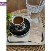 Gümüş Yaldızlı Kraft Hayat Kahveden Sonra Başlar Peçete 6x12 cm
