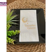 Gold Yaldızlı Beyaz Ramadan Karem Peçete 16 Adet