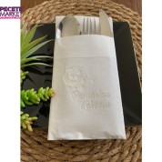 Gümüş Beyaz Cepli Ramadan Karem Peçete 12 Adet 40x40