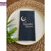 Gümüş Yaldızlı Siyah Ramadan Karem Peçete 16 Adet