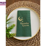 Gold Yaldızlı Yeşil Ramadan Karem Peçete 16 Adet