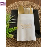 Gold Beyaz Cepli Ramadan Karem Peçete 12 Adet 40x40 Yeni Model