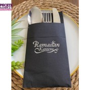 Gümüş Siyah Cepli Ramadan Karem Peçete 12 Adet 40x40 Yeni Model