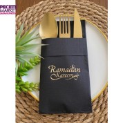 Gold Siyah Cepli Ramadan Karem Peçete 12 Adet 40x40 Yeni Model