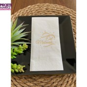 Gold Yaldızlı Beyaz Eid Mubarak Peçete 16 Adet