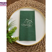 Gümüş Yaldızlı Yeşil Eid Mubarak Peçete 16 Adet