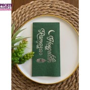 Gümüş Yaldızlı Yeşil Hoş Geldin Ramazan Peçete 16 lı