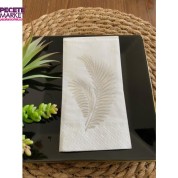 Gümüş Yaldızlı Beyaz Yaprak Desenli Peçete 16 lı