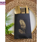 Gold Siyah Cepli Palmiye Peçete 12 Adet 40x40