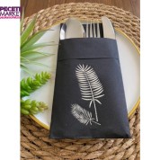 Gümüş Siyah Cepli Palmiye Peçete 12 Adet 40x40