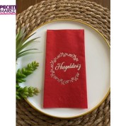 Gümüş Yaldızlı Kırmızı Hoşgeldiniz Peçete