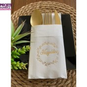 Gold Yaldızlı Beyaz Hoşgeldiniz Cepli Peçete 12 li