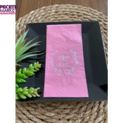 Gümüş Yaldızlı Pembe Afiyet Olsun Peçete