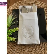 Gümüş Yaldızlı Beyaz Afiyet Olsun Peçete 12 lı 40x40