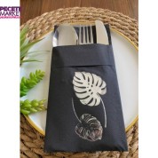 Gümüş Siyah Cepli Deve Tabanı Peçete 12 Adet 40x40