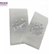 Gümüş Yaldızlı İyi Ki Doğdun El Yazısı Garson Katlama Peçete