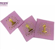 Gold Yaldızlı 1 Yaş Pembe Peçete