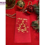 Gold Yaldızlı Kırmızı Mutlu Yıllar Çam Ağacı Peçete