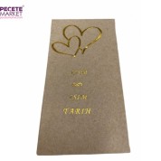 Kişiye Özel Kraft Üzeri Gold Yaldızlı Kalp Baskılı Peçete 50 Adet