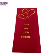 Kişiye Özel Kırmızı Üzeri Gold Yaldızlı Kalp Baskılı Peçete 50 Adet