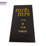 Kişiye Özel Siyah Üzeri Gold Yaldızlı Mr&Mrs Baskılı Peçete 50 Adet