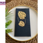 Gold Yaldızlı Siyah Deve Tabanı Peçete