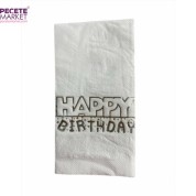 Gümüş Yaldızlı Beyaz happy Bırthday Garson Peçete