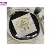 Gold Yaldızlı Beyaz 11 Ayın Sultanı Ramazan Peçete 33x33