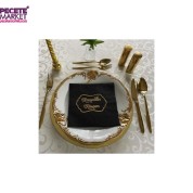 Gold Yaldızlı Siyah Ramadan Kareem Peçete 33x33
