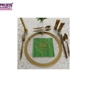 Gold Yaldızlı Yeşil Eid Mubarak Ramazan Peçete 33x33