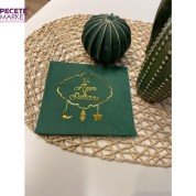 Gold Yaldızlı Yeşil 11 Ayın Sultanı Ramazan Peçete 33x33