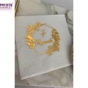 Gold Yaldızlı Beyaz İyi Bayramlar Peçete 33x33