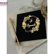 Gold Yaldızlı Siyah İyi Bayramlar Peçete 33x33