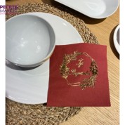 Gold Yaldızlı Bordo İyi Bayramlar Peçete 33x33