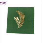 Gold Yaldızlı Yeşil Yaprak Desenli Peçete 33x33