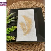 Gold Yaldızlı Beyaz Yaprak Desenli Peçete 16 lı