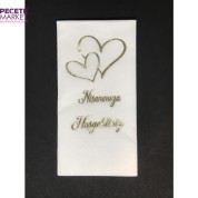 Gold Yaldızlı Beyaz Nişanımıza Hoş geldiniz Peçete