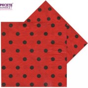 Siyah Puantiyeli Kırmızı Peçete