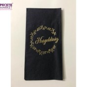 Gold Yaldızlı Siyah Hoş geldiniz Peçete