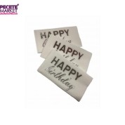 Gümüş Yaldızlı Beyaz Happy Bırthday Peçete