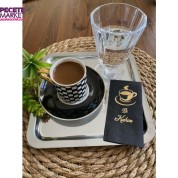 Gold Yaldızlı Siyah Bi Kahve Peçete 6x12 cm