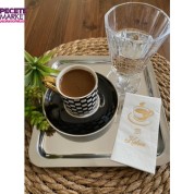 Gold Yaldızlı Beyaz Bi Kahve Peçete 6x12 cm