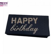 Gümüş Yaldızlı Siyah Happy Bırthday Garson Peçete