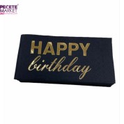 Gold Yaldızlı Siyah Happy Bırthday Garson Peçete