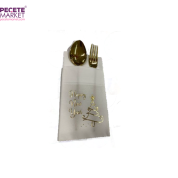 Gold Yaldızlı Beyaz Happy New Year Çam Ağacı Cepli Aır Touch Peçete 12 lı 40x40