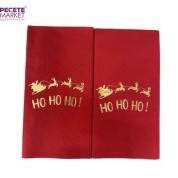 Gold Yaldızlı Kırmızı Yılbaşı Ho Ho Ho Yazılı Peçete