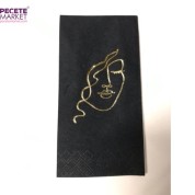 Gold Yaldızlı Siyah Yüz Baskılı Peçete