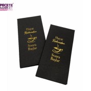 Gold Yaldızlı Siyah Hayat Kahveden Sonra Başlar Peçete 6x12 cm